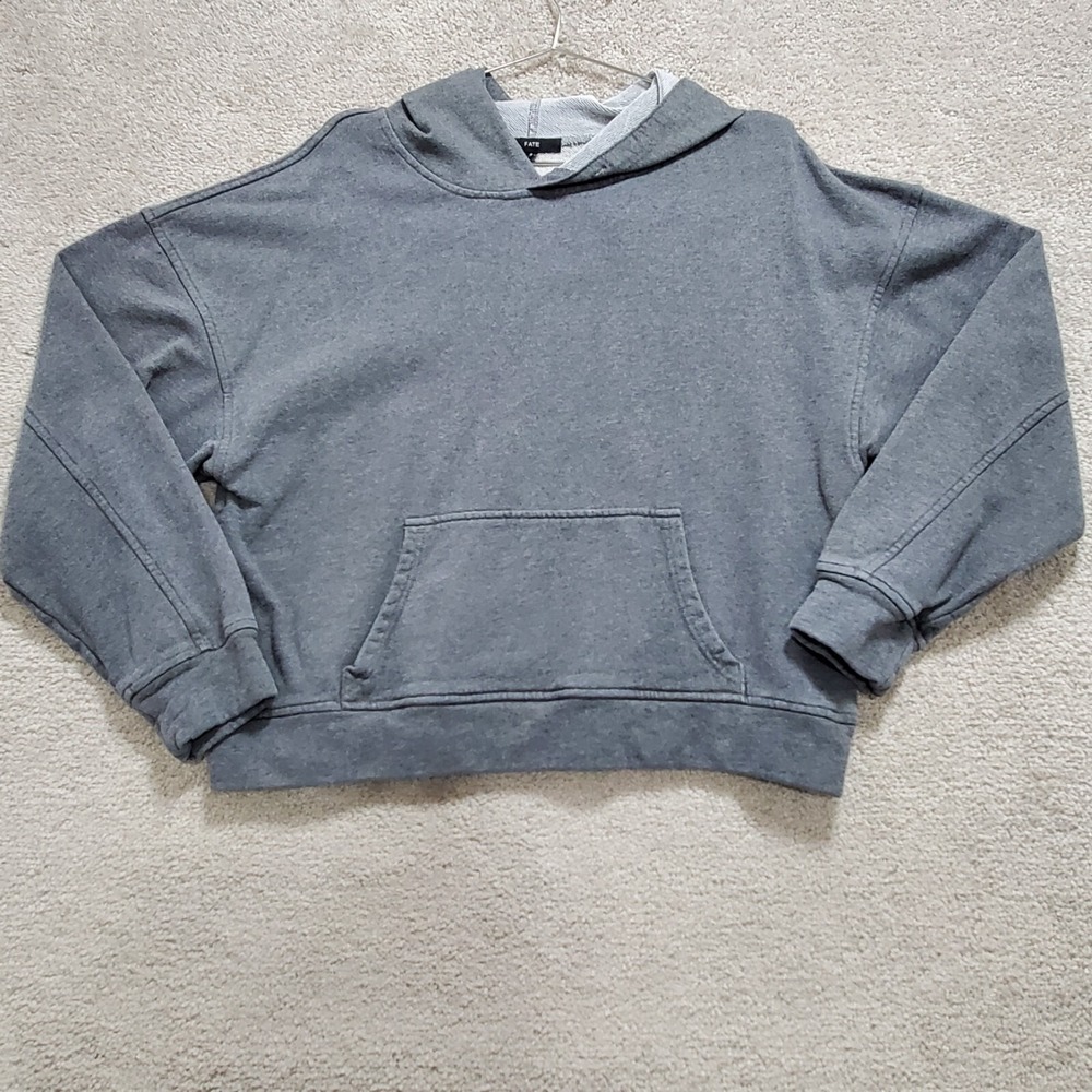 Fate Hoodie Womens Small Gray Cotton Relaxed Fit Athleisure Long Sleeve Pullover
